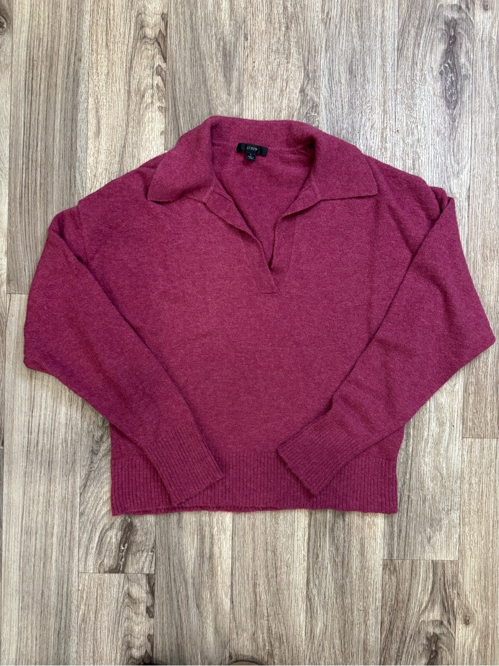 J.Crew Women’s Wool Alpaca Blend Collared Sweater Pink Pullover Size L